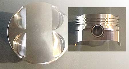 Top and side view of MM 3200 Rally piston for M50, M52, S50, S52 Engines